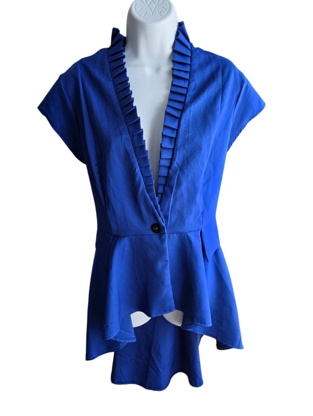 Scarlet Darkness Royal Blue Gothic Steampunk Ruffle Corset Back Jacket Size M/L